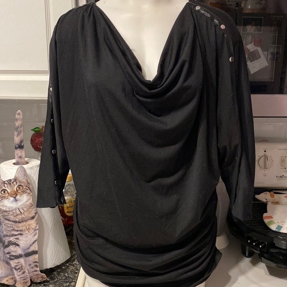 Z womens BEverly Drive casual solid black stretch plus size top 1X - Picture 1 of 5
